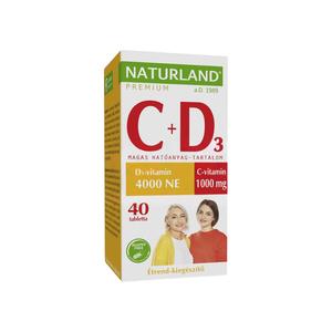 Naturland 1000mg c-vitamin+4000ne d-vitamin tabletta 40 db